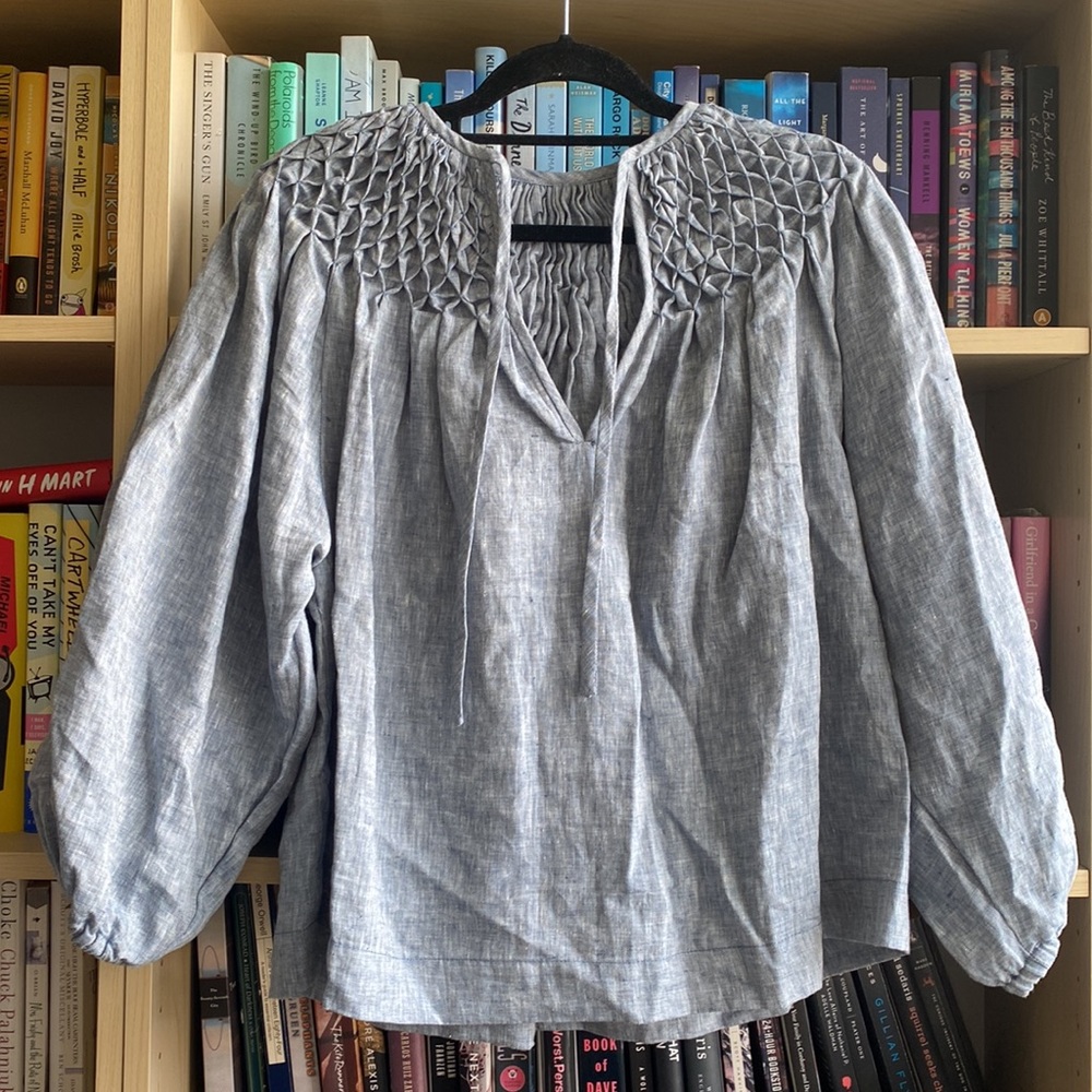 Innika Choo Reversible Smocked Linen Top 💙Blue